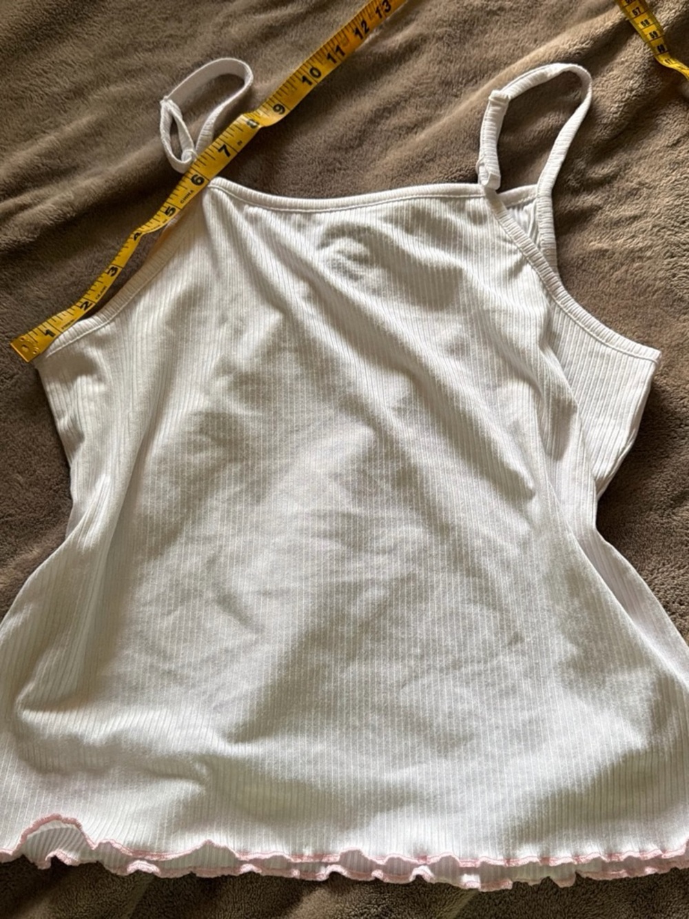 White Ribbed Rhinestone Script Camisole - Picture 3 of 5